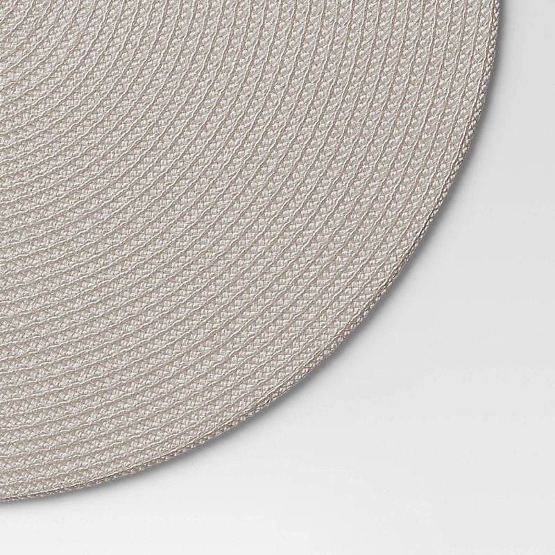slide 3 of 3, Polyround Charger Placemat Light Gray - Threshold™: Round Table Decor, Traditional Style, Spot Clean, 15" Diameter, 1 ct