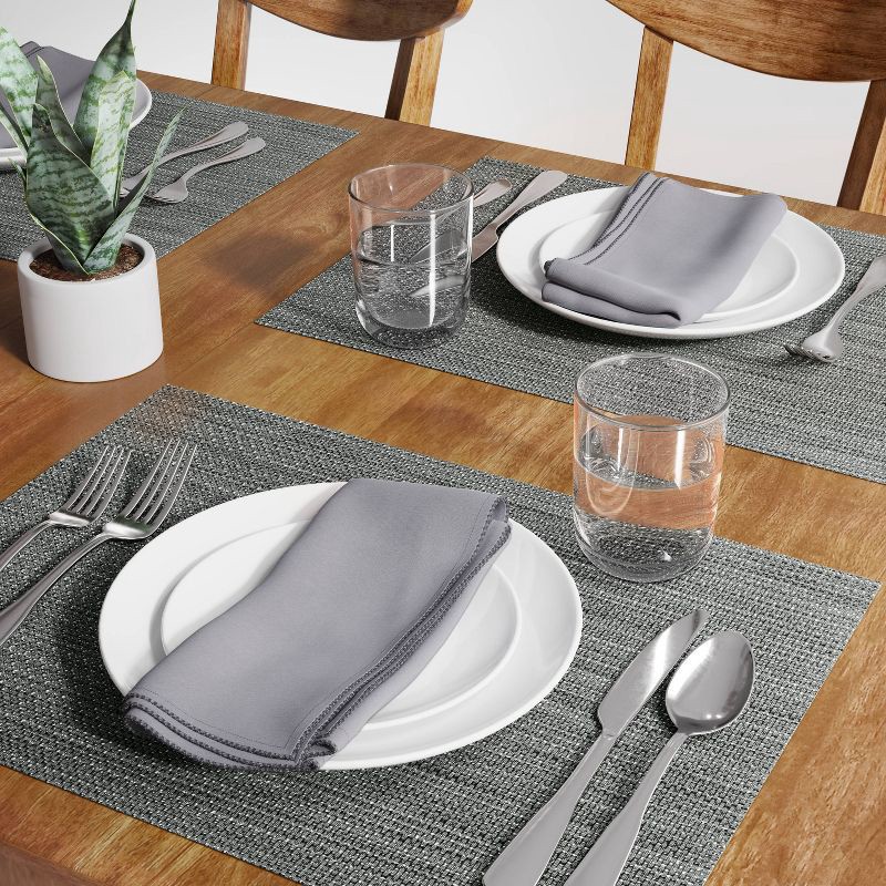 slide 2 of 3, Textilene Placemat Gray - Threshold™: Modern Stripe Vinyl, Rectangle, 19"x14", Spot Clean, Kitchen Table Decor, 1 ct