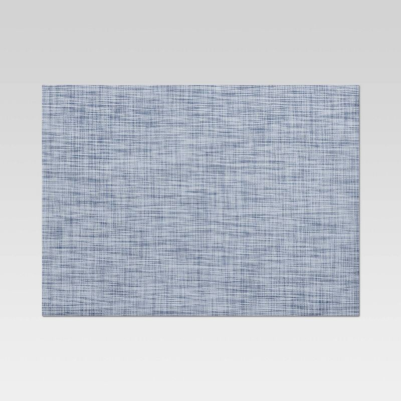 slide 1 of 3, Textilene Denim Placemat Blue - Threshold™: Modern Stripe Rectangle for Dining & Kitchen Table, Spot Clean, Vinyl, 19"x14", 1 ct