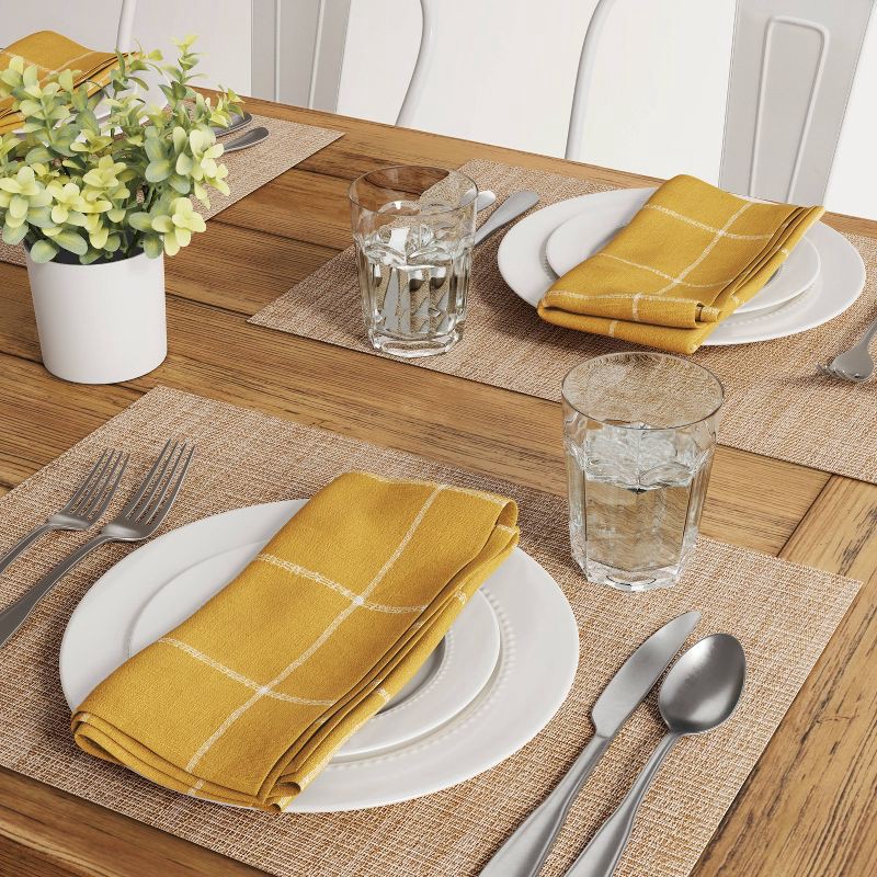 slide 2 of 3, Textilene Woven Metallic Placemat Gold - Threshold™: Rectangle Vinyl Table Decor, Traditional Stripe Design, 19"x14", 1 ct