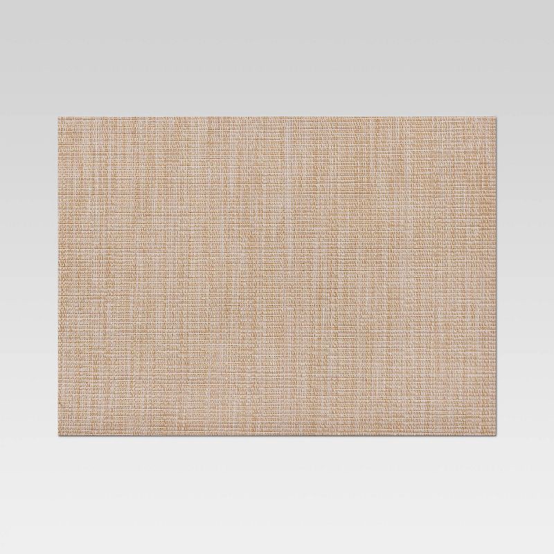 slide 1 of 3, Textilene Woven Metallic Placemat Gold - Threshold™: Rectangle Vinyl Table Decor, Traditional Stripe Design, 19"x14", 1 ct