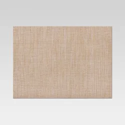Textilene Woven Metallic Placemat Gold - Threshold™: Rectangle Vinyl Table Decor, Traditional Stripe Design, 19"x14"