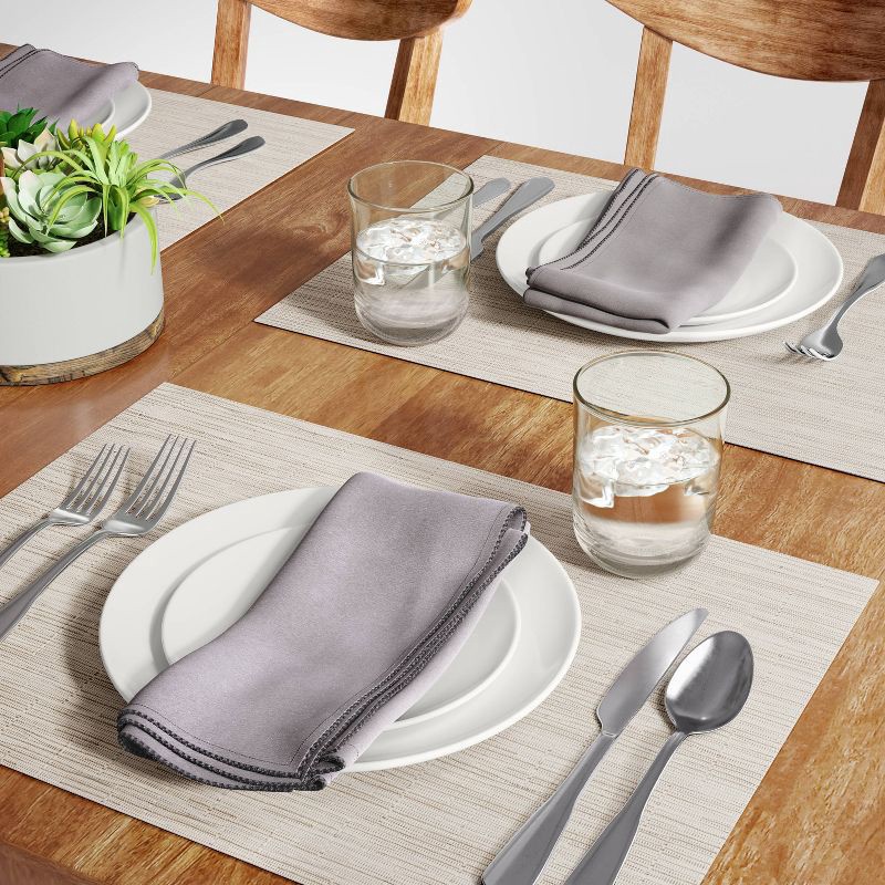 slide 2 of 3, Textilene Placemat Taupe - Threshold™: Modern Stripe Vinyl, Rectangle, Spot Clean, Kitchen Table Decor, 19"x14", 1 ct