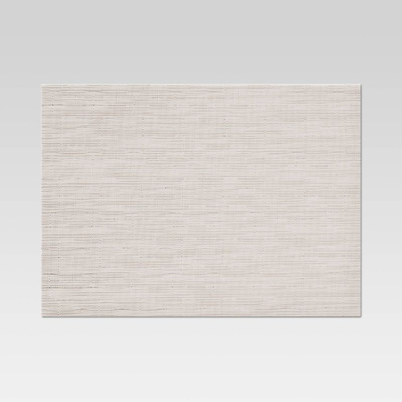 slide 1 of 3, Textilene Placemat Taupe - Threshold™: Modern Stripe Vinyl, Rectangle, Spot Clean, Kitchen Table Decor, 19"x14", 1 ct