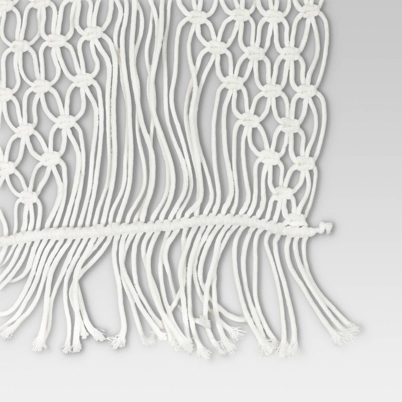slide 3 of 3, 108" x 14" Cotton Macrame Runner White - Threshold™: Geometric Bohemian Tablecloth, Fall Decor, 1 ct