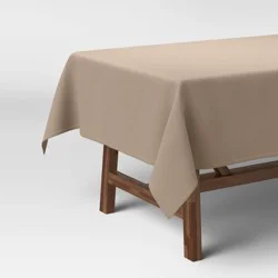 84" x 60" Solid Tablecloth Natural - Threshold™: Traditional Tan Cotton, Recycled Polyester, Fall Decor