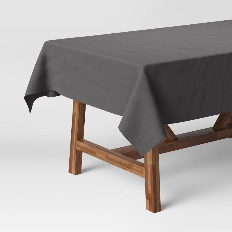 slide 1 of 3, 104" x 60" Solid Tablecloth Gray - Threshold™: Traditional Rectangle, Cotton & Recycled Polyester, Summer Decor, 1 ct