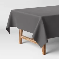84" x 60" Solid Tablecloth Gray - Threshold™: Traditional Rectangle, Cotton & Recycled Polyester, Summer Decor