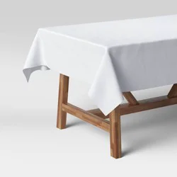 84" x 60" Solid Tablecloth White - Threshold™: Rectangle, Traditional, Cotton & Recycled Polyester, Machine Washable