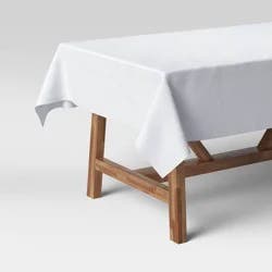 84" x 60" Solid Tablecloth White - Threshold™: Rectangle, Traditional, Cotton & Recycled Polyester, Machine Washable