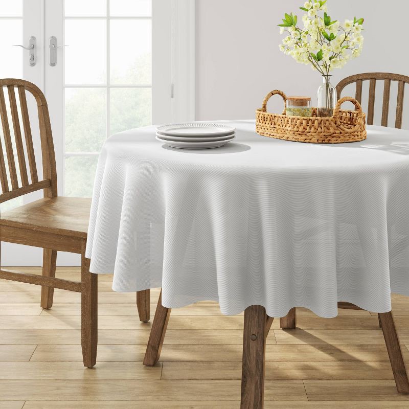slide 2 of 3, 70" Solid Tablecloth White - Threshold™: Round Cotton & Recycled Polyester, Traditional Style, Machine Washable, 1 ct