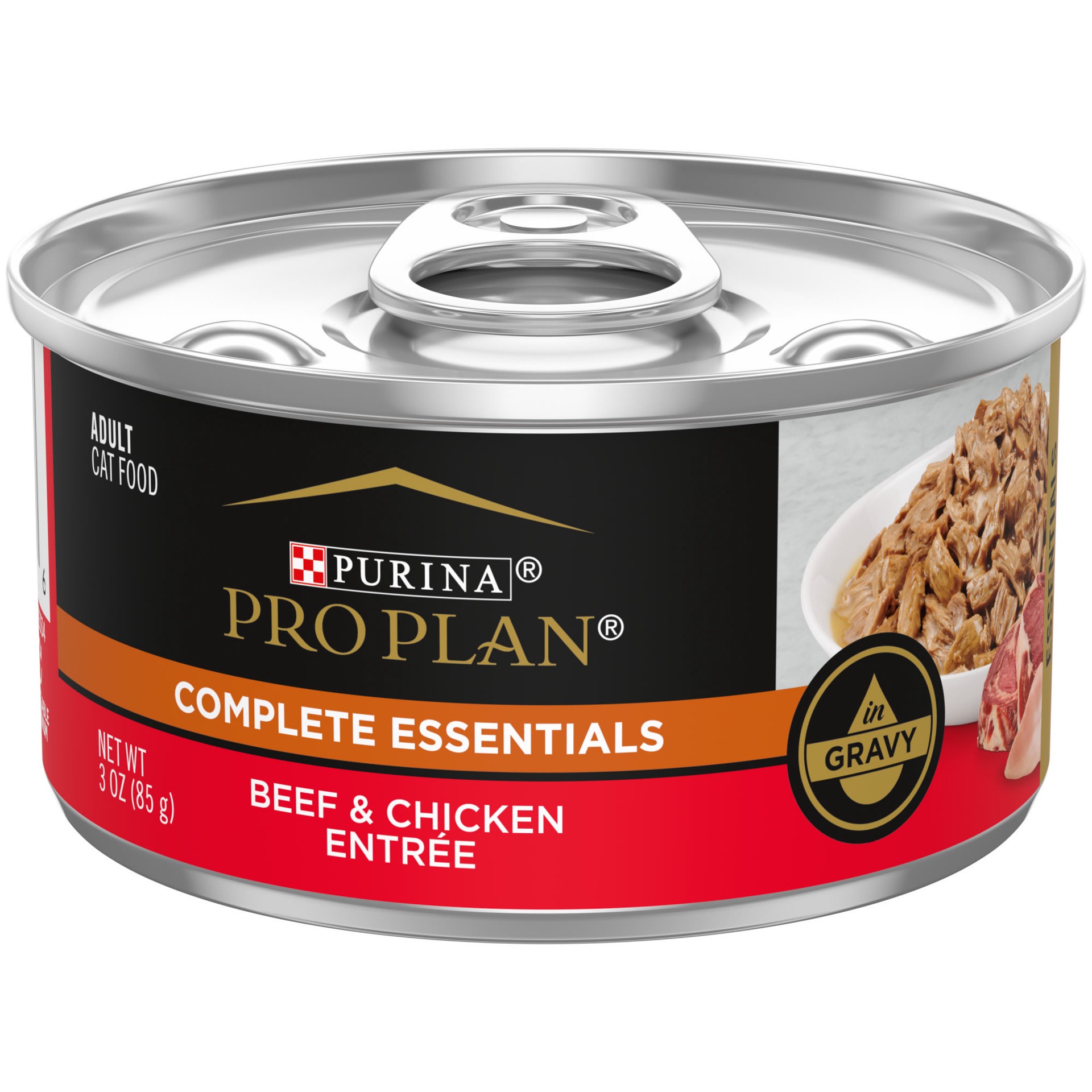 slide 1 of 6, Pro Plan Purina Pro Plan High Protein Cat Food Wet Gravy, Beef and Chicken Entree, 3 oz