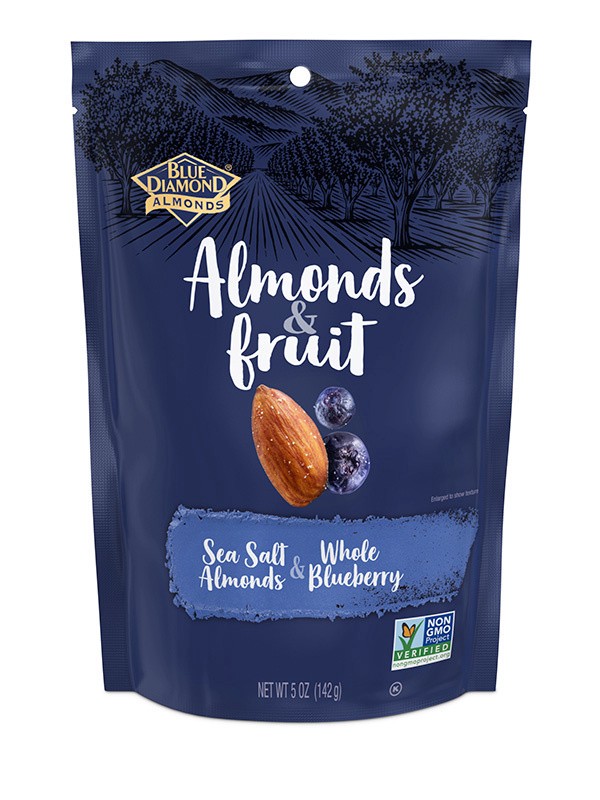 slide 1 of 2, Blue Diamond Almonds & Fruit, Sea Salt Almonds & Blueberry, 5oz Bag, 5 oz