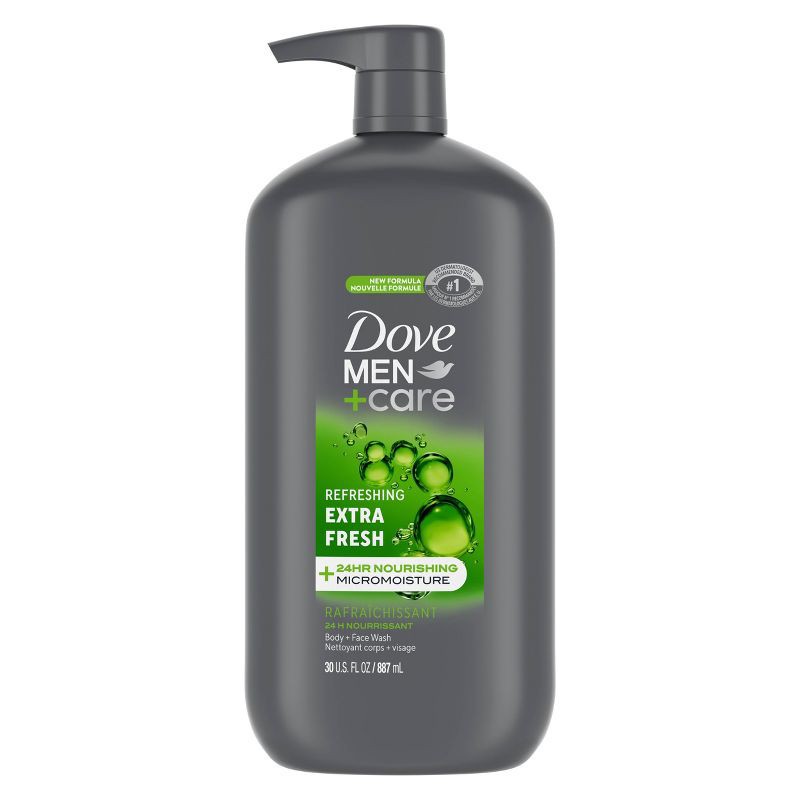 slide 2 of 7, Dove Men+Care Extra Fresh Body Wash Pump - 30 fl oz, 30 fl oz