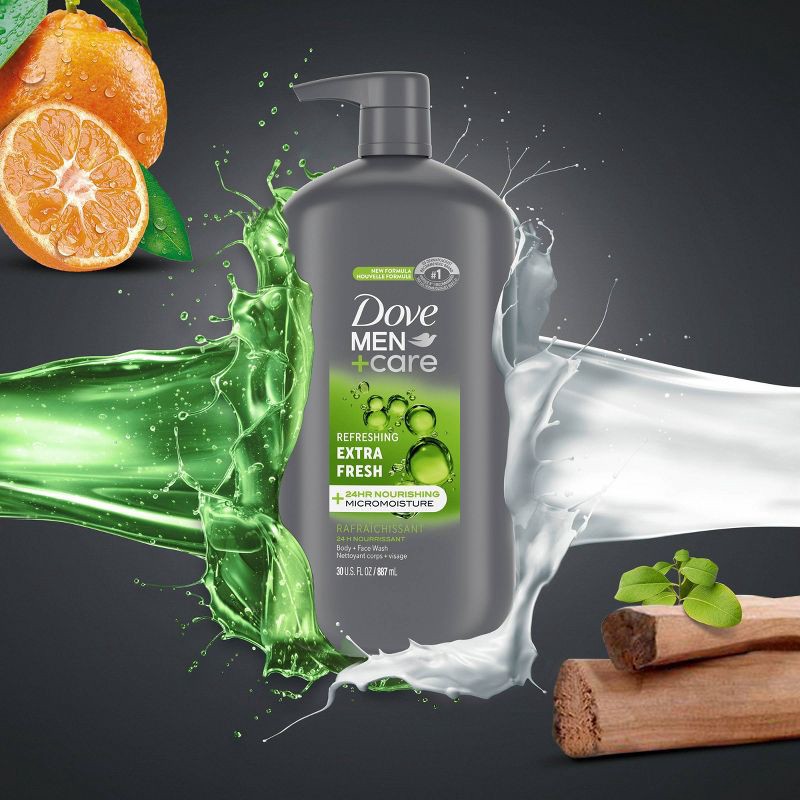 slide 6 of 7, Dove Men+Care Extra Fresh Refreshing Body & Face Wash Pump - Sulfate Free - 30 fl oz, 30 fl oz