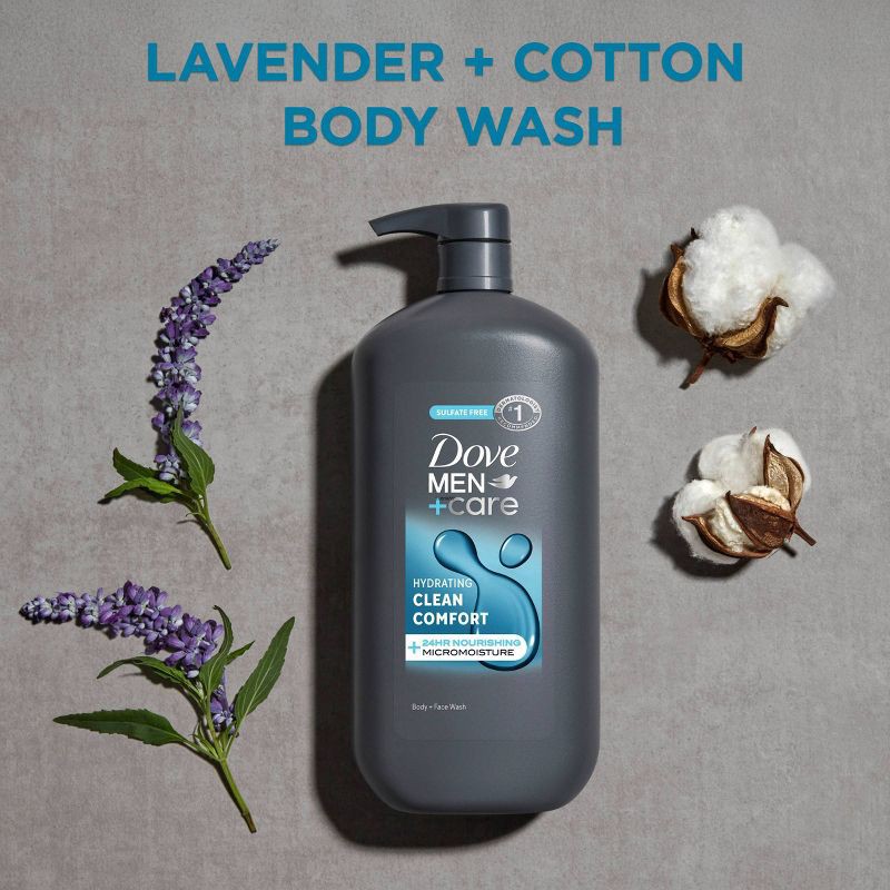 slide 3 of 8, Dove Men+Care Clean Comfort Hydrating Body & Face Wash Pump - Sulfate Free - 30 fl oz, 30 fl oz