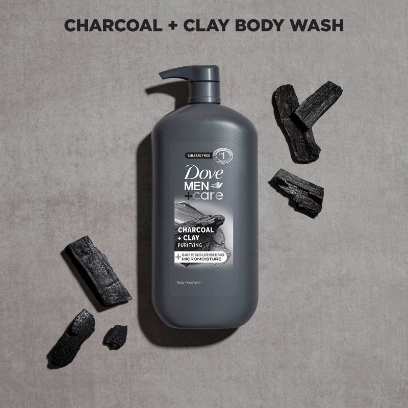 slide 4 of 11, Dove Men+Care Charcoal + Clay Purifying Body & Face Wash Pump - Sulfate Free - 30 fl oz, 30 fl oz