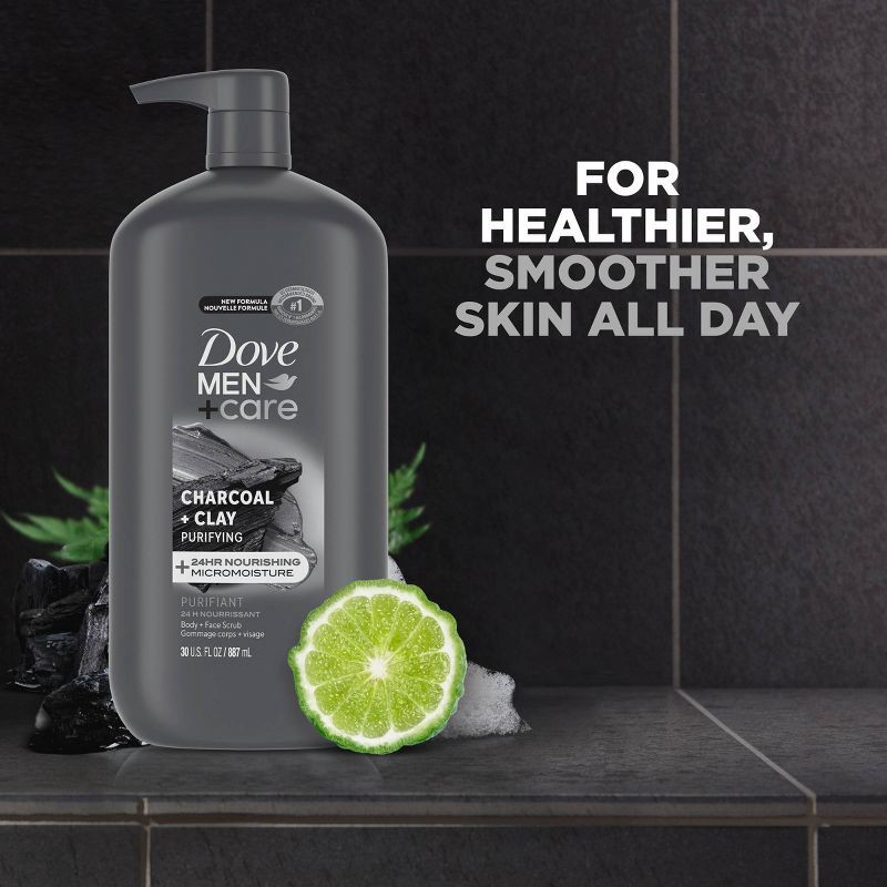 slide 10 of 11, Dove Men+Care Charcoal + Clay Purifying Body & Face Wash Pump - Sulfate Free - 30 fl oz, 30 fl oz