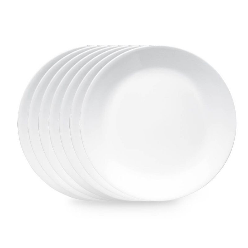 slide 7 of 9, Corelle 10.3" 6pk Glass Dinner Plates White: Break & Chip-Resistant, Microwave & Dishwasher Safe, Solid Circular Design, 6 ct