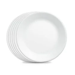 Corelle 10.3" 6pk Glass Dinner Plates White: Chip-Resistant, Glossy Finish, Solid Round Design