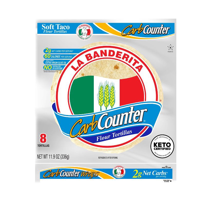 slide 6 of 7, La Banderita Carb Counter Keto Friendly White Tortilla Wraps - 11.9oz/8ct, 11.9 oz, 8 ct