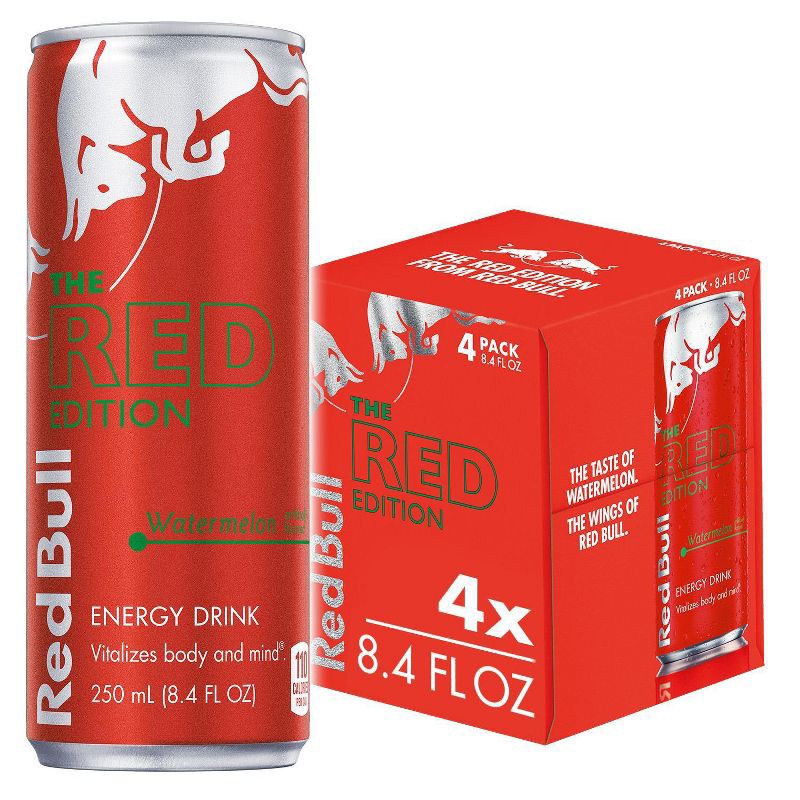 slide 1 of 8, Red Bull Red Edition Energy Drink - 4pk/8 fl oz Cans, 4 ct, 8 fl oz