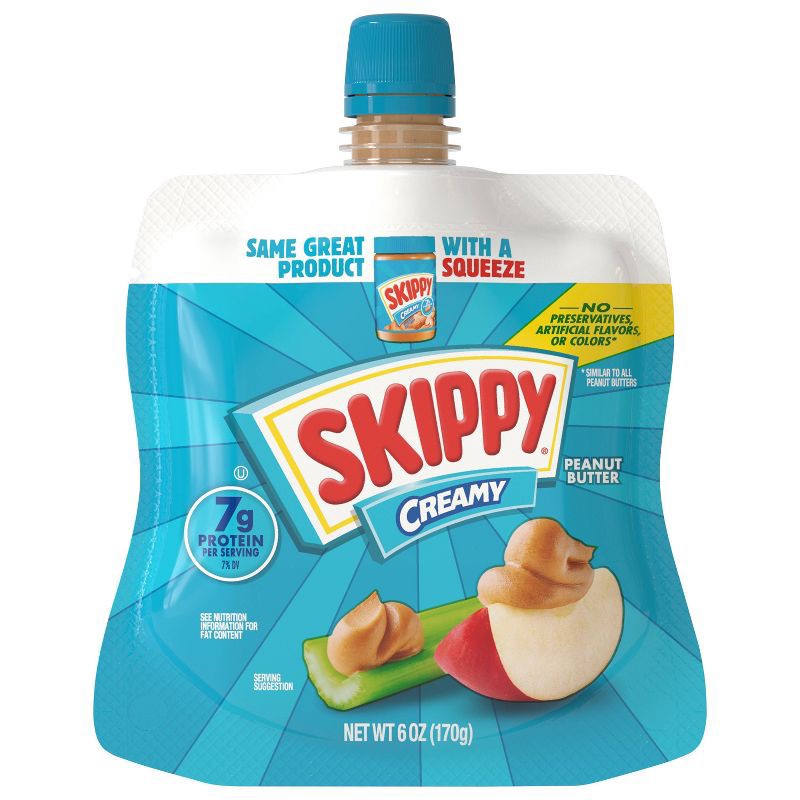 slide 1 of 10, Skippy Regular Creamy Squeeze Pouch - 6oz, 6 oz