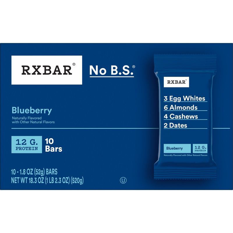 slide 10 of 11, RXBAR Blueberry Egg Protein Bars - 12g Protein - 18.3oz/10ct, 18.3 oz, 10 ct