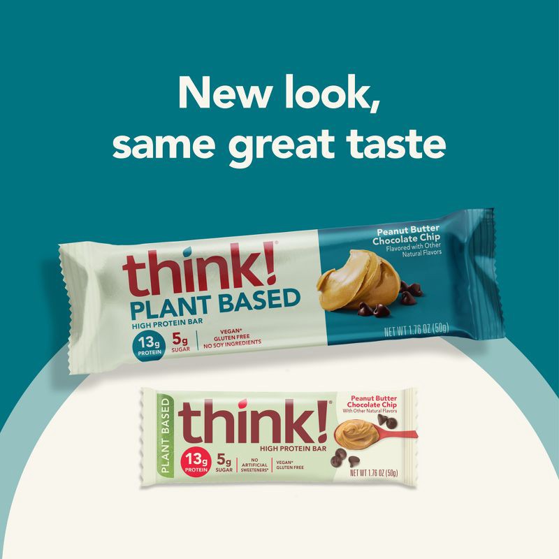 slide 2 of 8, think! Plant Peanut Butter Chocolate Chip Single Bar - 1.76oz, 1.76 oz