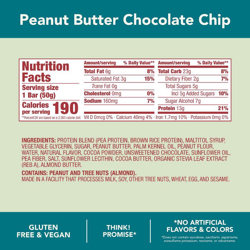 slide 8 of 8, think! Plant Peanut Butter Chocolate Chip Single Bar - 1.76oz, 1.76 oz