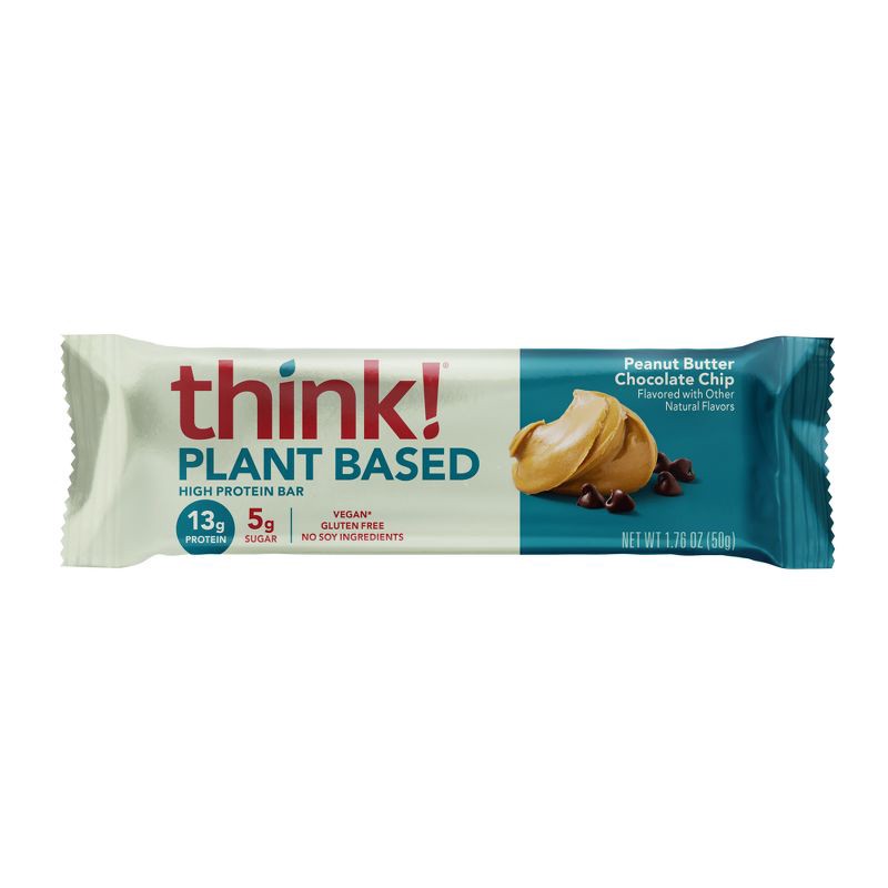 slide 1 of 8, think! Plant Peanut Butter Chocolate Chip Single Bar - 1.76oz, 1.76 oz