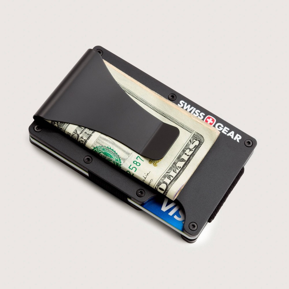 slide 2 of 8, SWISSGEAR Aluminium RFID Card Holder with Money Clip - Black One Size, 1 ct