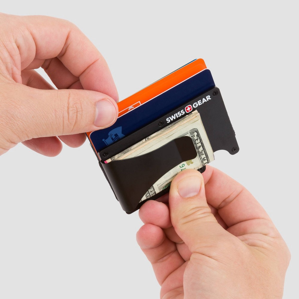 slide 4 of 8, SWISSGEAR Aluminium RFID Card Holder with Money Clip - Black One Size, 1 ct