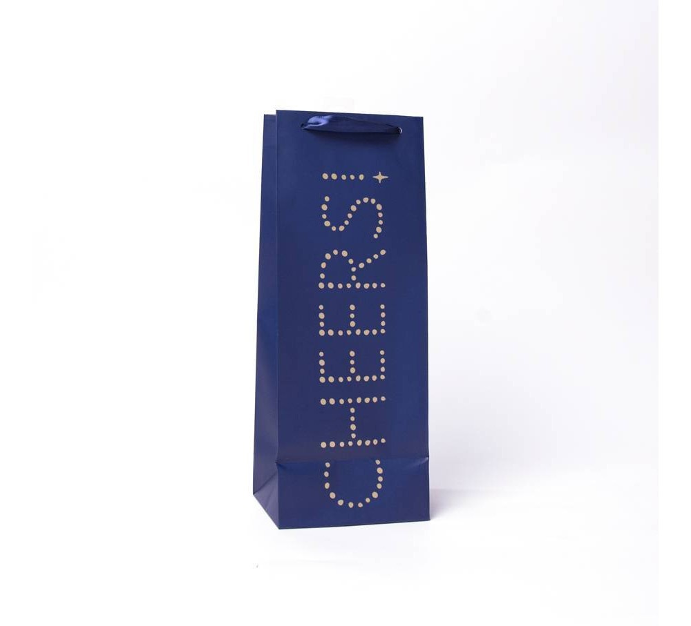 slide 3 of 3, Wine Bag with Foil Navy/Gold - Spritz, 1 ct