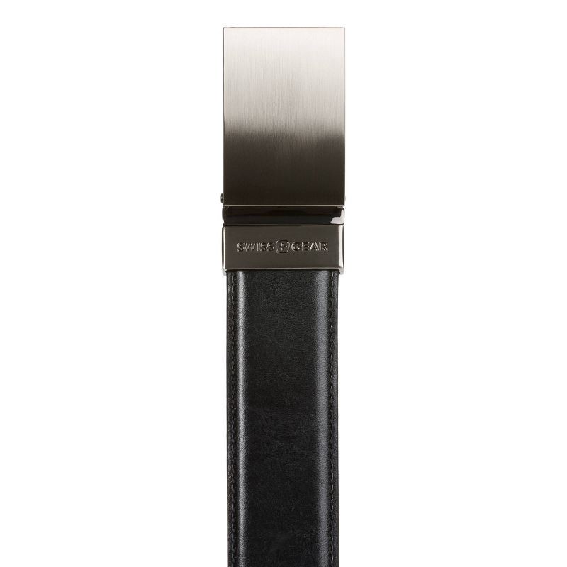 slide 3 of 5, SWISSGEAR Men's Reversible Plaque Buckle Belt - Black/Tan XL: Leather, Polyester, 1 ct