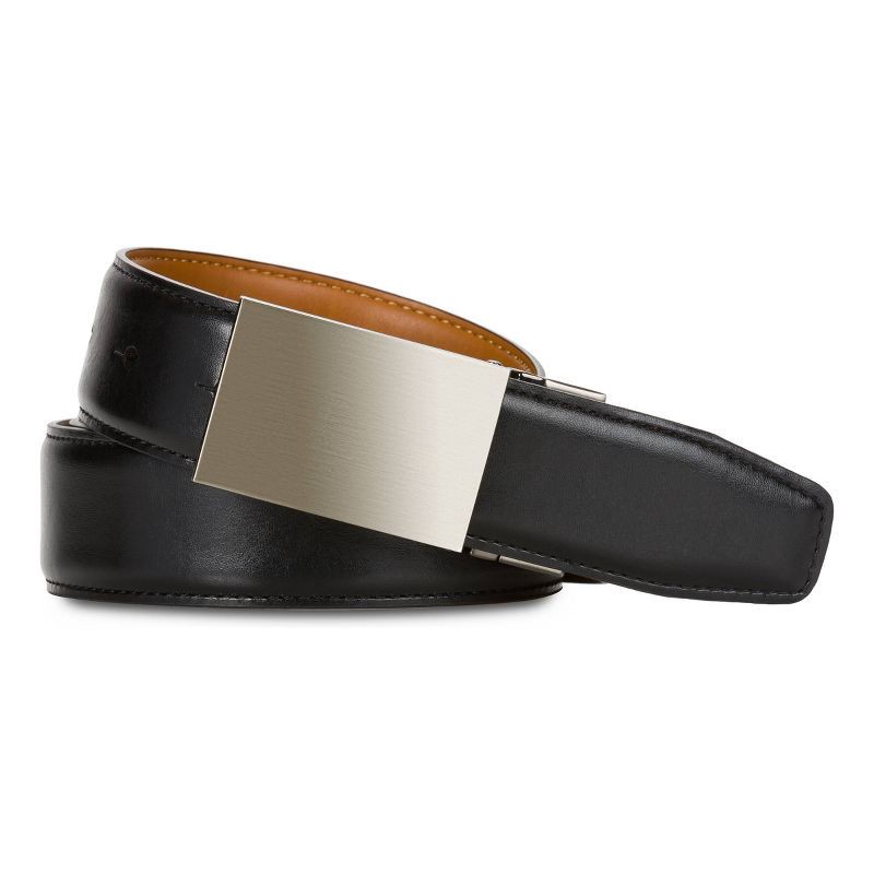 slide 1 of 5, SWISSGEAR Men's Reversible Plaque Buckle Belt - Black/Tan XL: Leather, Polyester, 1 ct