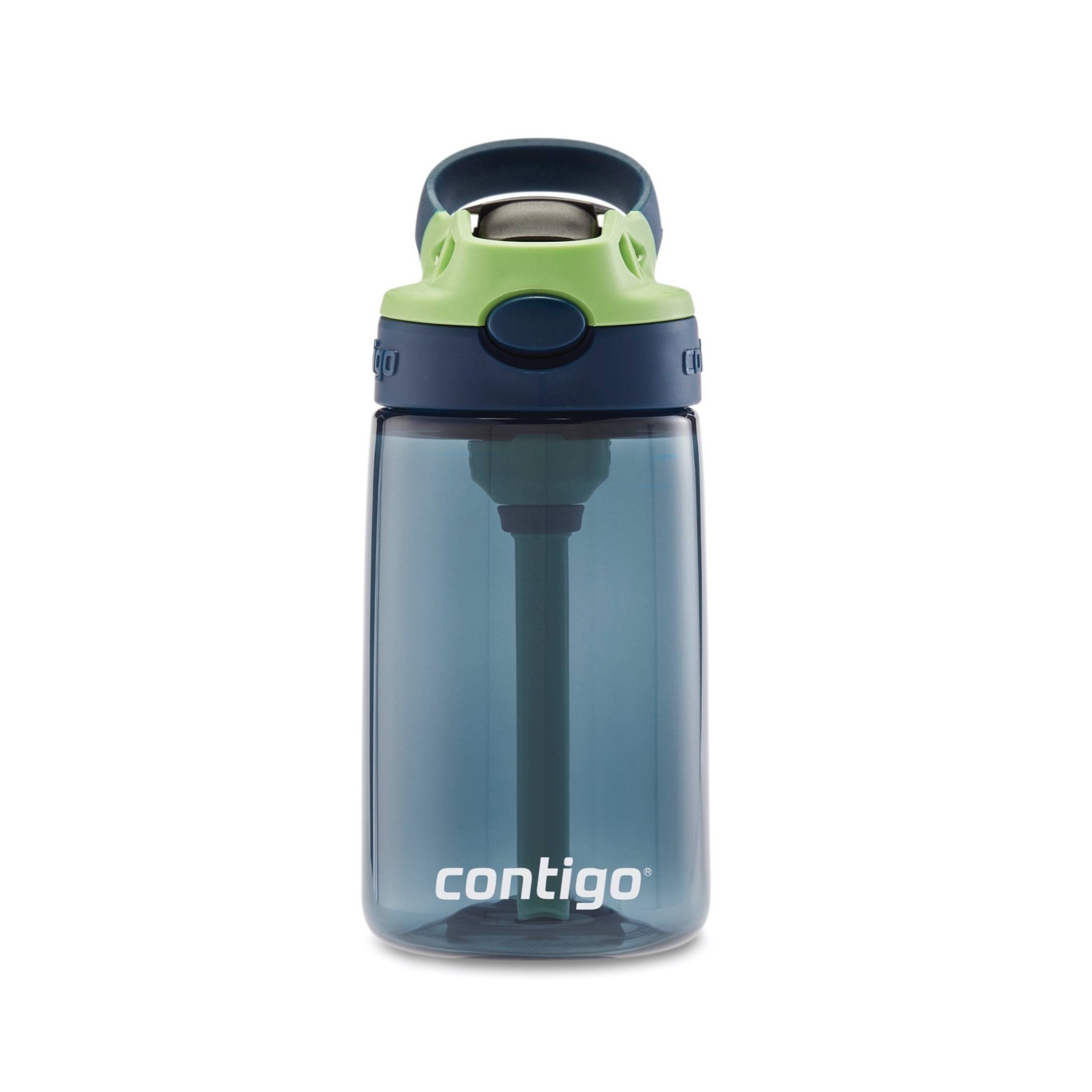 slide 1 of 4, Contigo 14oz Kids Water Bottle with Redesigned AutoSpout Straw Blue/Green, 1 ct