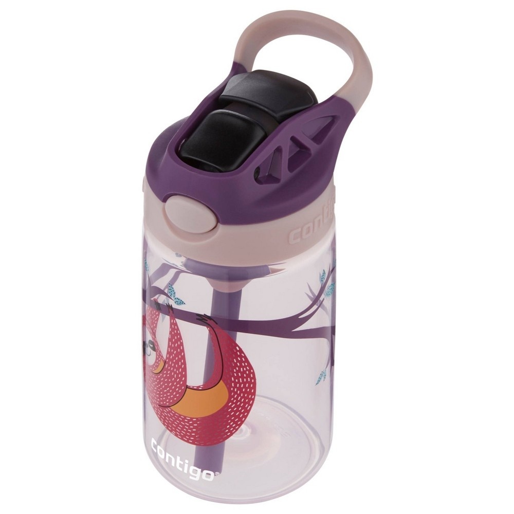 slide 3 of 6, Contigo Plastic Kids' Autospout Water Bottle Sloth Print Pink, 14 oz