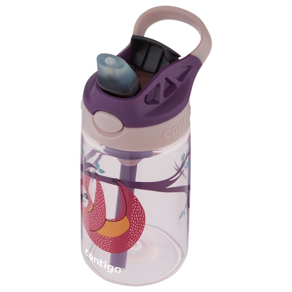 slide 4 of 6, Contigo Plastic Kids' Autospout Water Bottle Sloth Print Pink, 14 oz