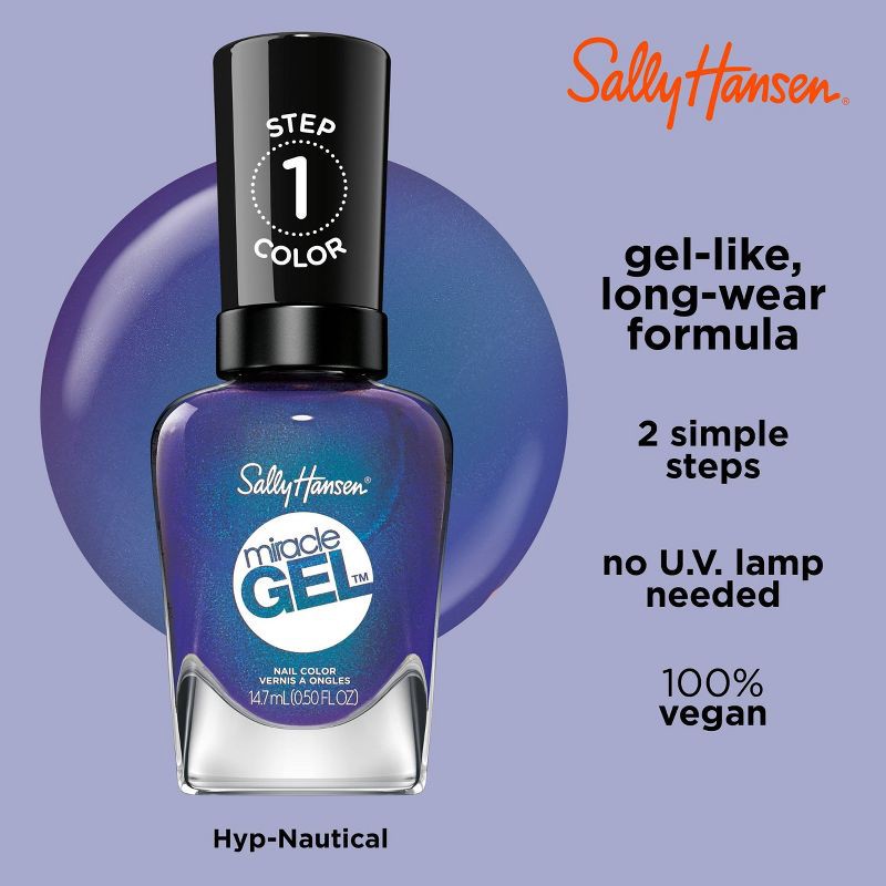 slide 4 of 9, Sally Hansen Miracle Gel Nail Color - 573 Hyp-nautical - 0.5 fl oz, 0.5 fl oz