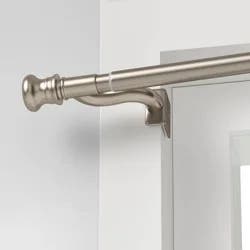 28"-48" Twist and Shout Easy Install Curtain Rod Brushed Nickel - Room Essentials™: No Drill Tension Rod, Silver