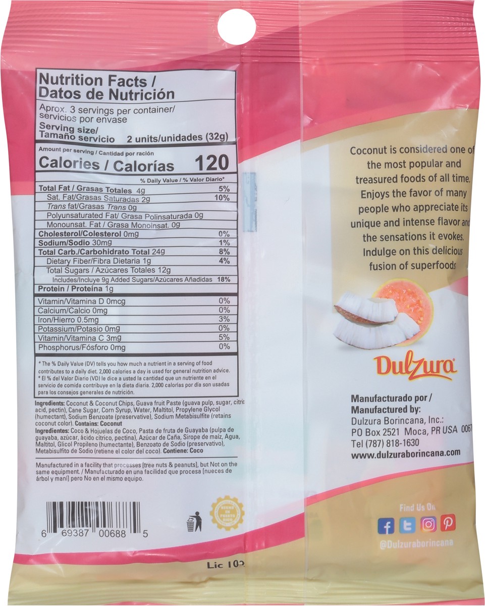 slide 4 of 9, Dulzura Coconut + Guava Snacks Bites 3.4 oz, 1 ct
