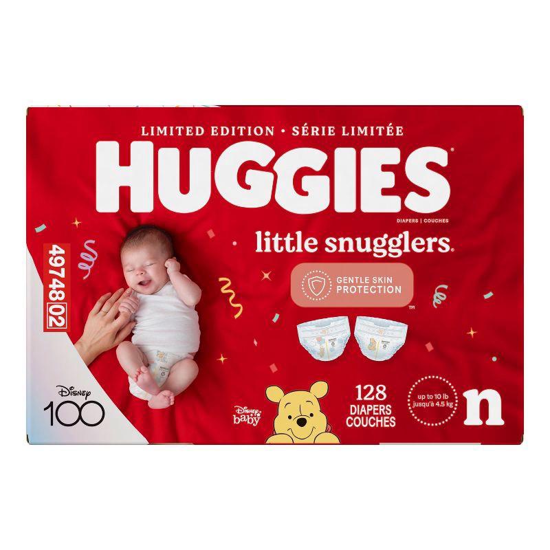 slide 3 of 11, Winnie the Pooh Huggies Little Snugglers Diapers Giant Pack - Size Newborn (128ct), 128 ct