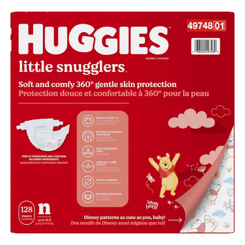 slide 5 of 11, Winnie the Pooh Huggies Little Snugglers Diapers Giant Pack - Size Newborn (128ct), 128 ct
