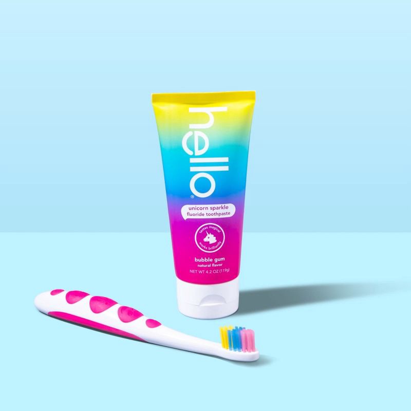 slide 2 of 13, hello Kids' Unicorn Sparkle SLS Free + Vegan Fluoride Toothpaste - Natural Bubble Gum Flavor - 4.2oz, 4.2 oz