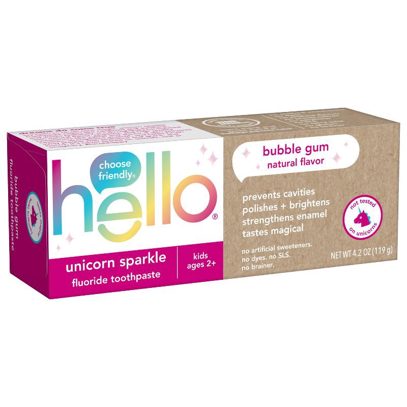 slide 11 of 17, hello Kids' Unicorn Sparkle Bubble Gum Fluoride Toothpaste - 4.2oz, 4.2 oz