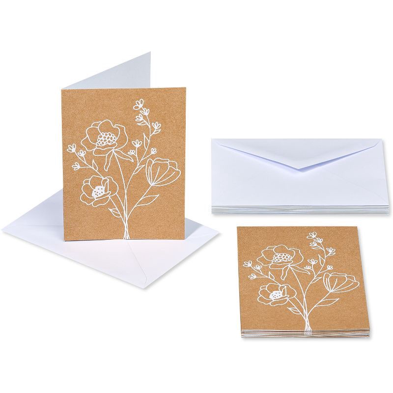 10ct Blank All Occasion Cards Floral on Kraft Spritz 10 ct Shipt