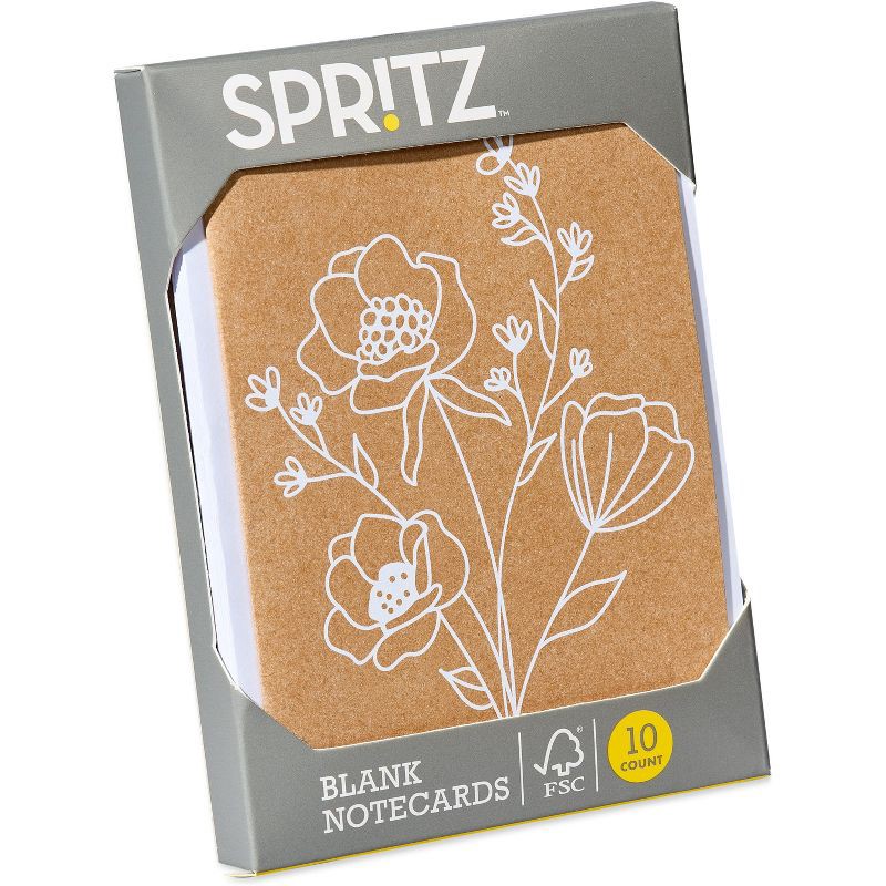 slide 4 of 4, 10ct Blank All Occasion Cards Floral on Kraft - Spritz™, 10 ct