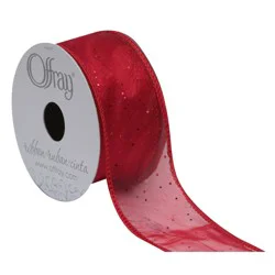 Offray Ribbon Wcosmic Glitz Red 1.5X