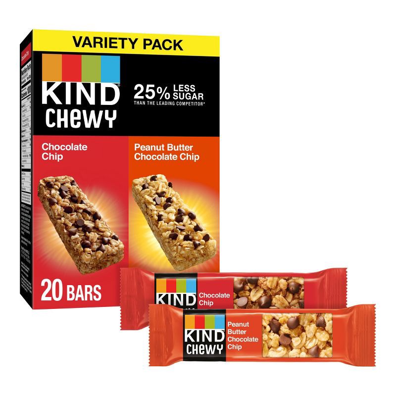 slide 1 of 5, KIND Chewy Chocolate Chip & Peanut Butter Chocolate Chip Bars - 16.2oz/20ct, 16.2 oz; 20 ct